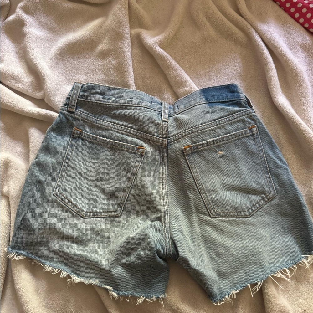 Abercrombie & Fitch Blue Jean Shorts Distressed High-Waisted - Picture 3 of 3
